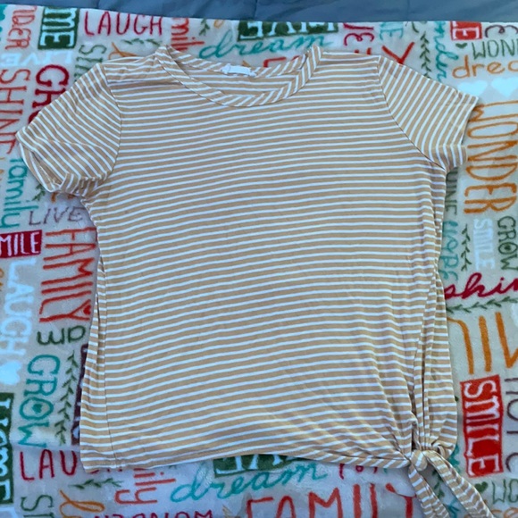 Olivia Rae Tops - Mustard Yellow Striped Shirt